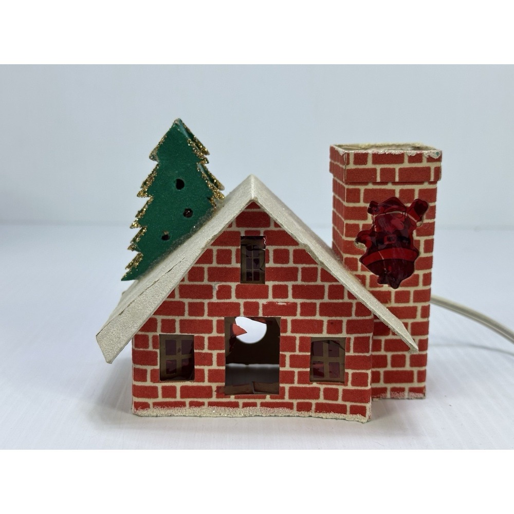 VINTAGE CHRISTMAS LIGHT UP PUTZ STYLE HOUSE JAPAN Damaged
